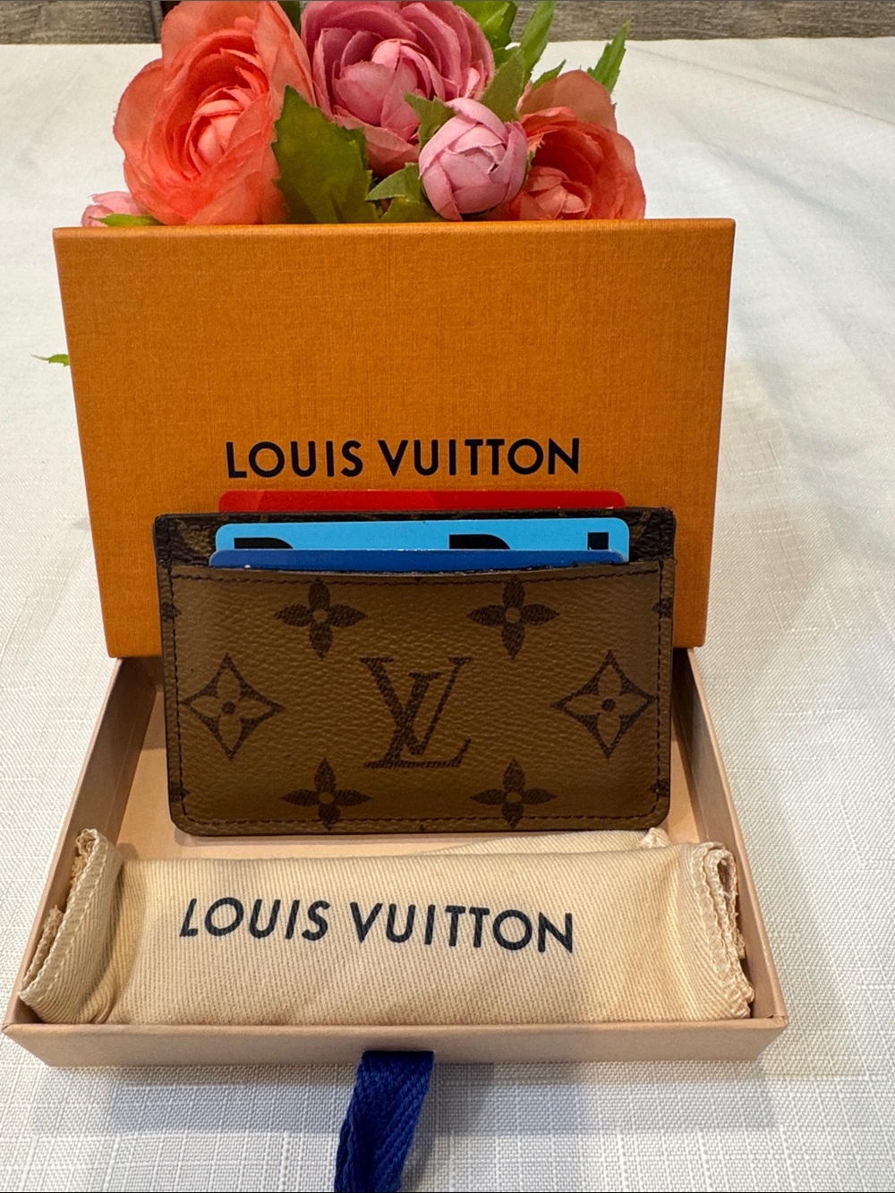 Authentic Louis Vuitton Reverse Monogram Card Holder